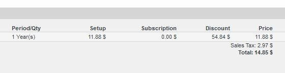 Crystone Hosting Cart after  applying deal coupon code